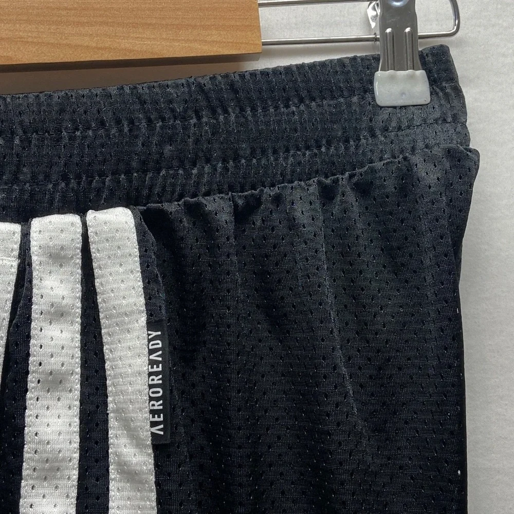 Adidas Aero Ready Shorts Men's M Black‎ Mesh White Classic Stripe 7